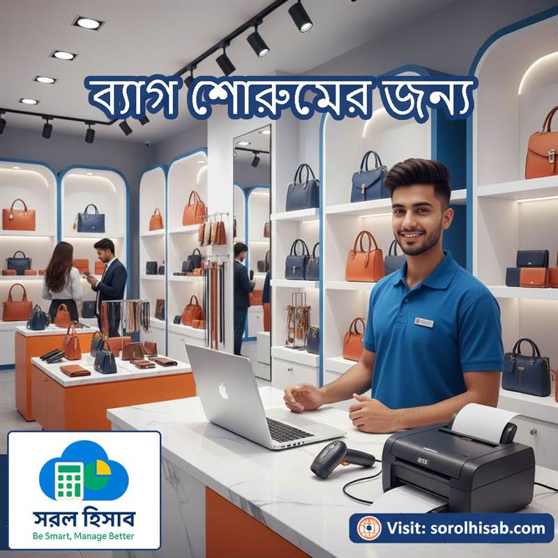 ব্যাগ শোরুমের স্টক ও বিক্রয় হিসাব পরিচালনার জন্য সরল হিসাব সফটওয়্যার
