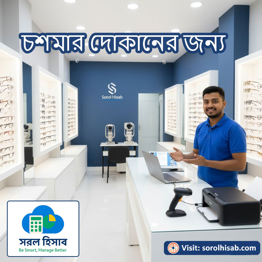 Sorol Hisab Optical Shop Management Software দিয়ে Frame, Lens, Glasses Stock ও Power Glass Order Management