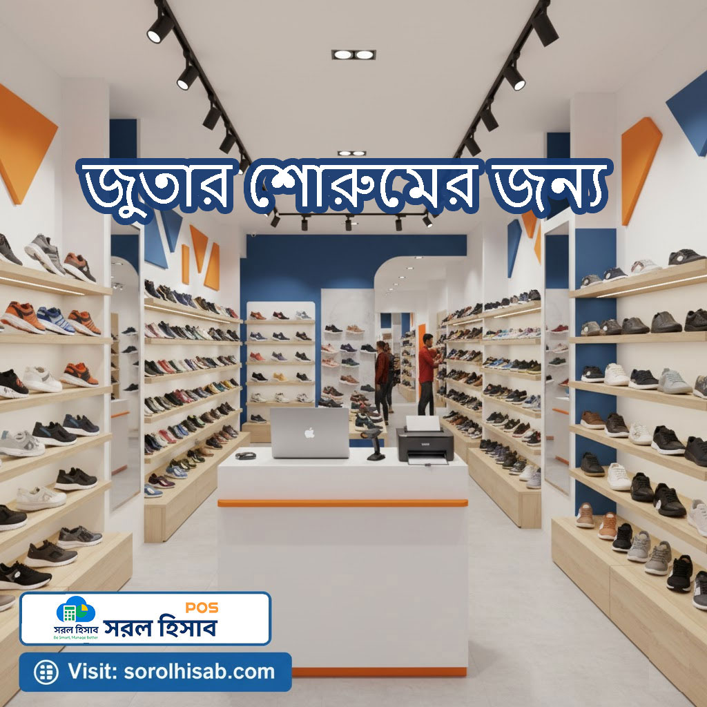 সরল হিসাব Shoe Store Management Software দিয়ে Size, Model, Color ও Stock Management