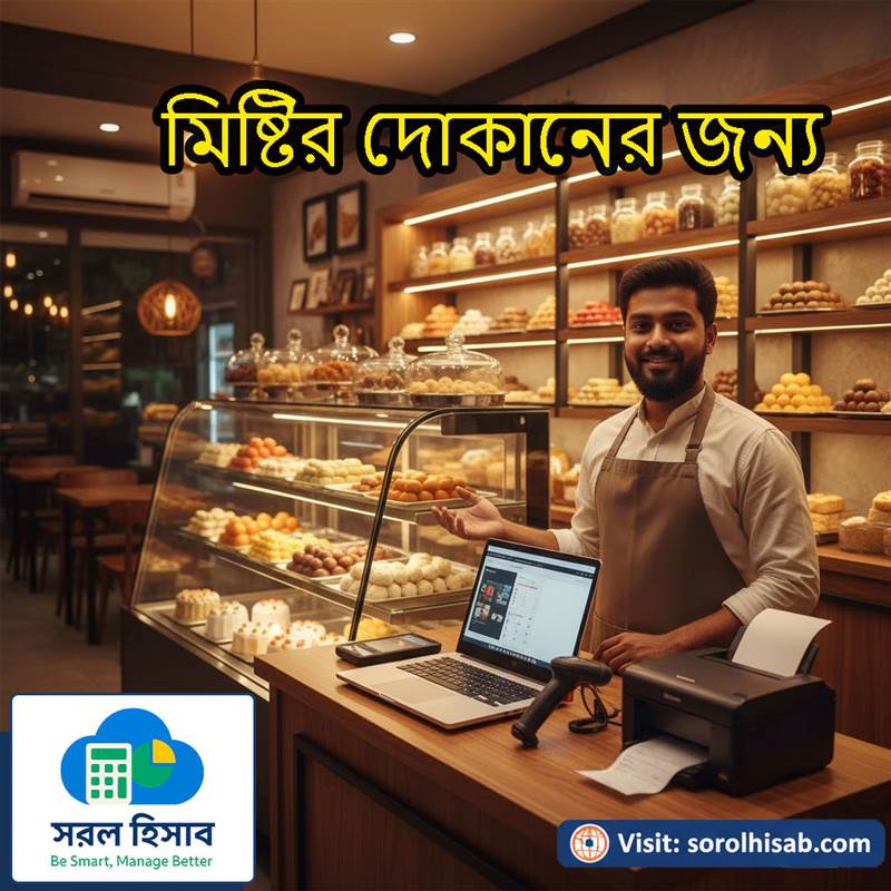 Sorol Hisab Sweet Shop and Bakery Management Software দিয়ে Stock, Sales, Raw Material ও POS Billing Management