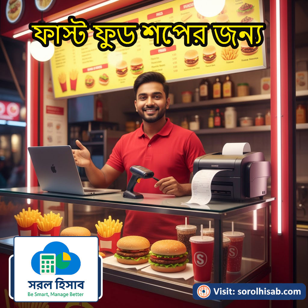 Sorol Hisab Fast Food Shop Management Software দিয়ে Burger Shop Order, Stock ও POS Billing Management