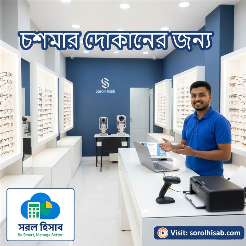 Sorol Hisab Optical Shop Management Software দিয়ে Frame, Lens, Glasses Stock ও Power Glass Order Management