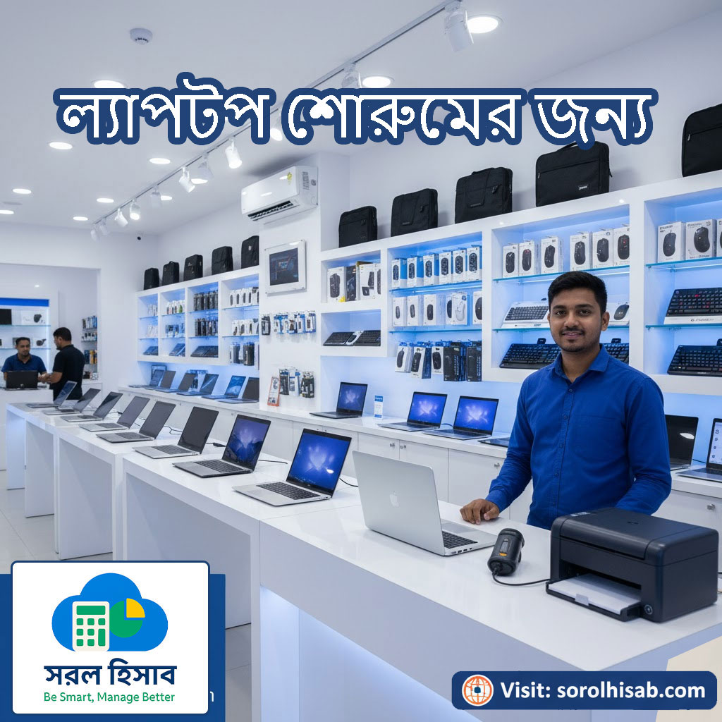 Sorol Hisab POS দিয়ে Laptop ও IT Showroom-এর Stock, Barcode Billing, Serial Number ও Warranty Management