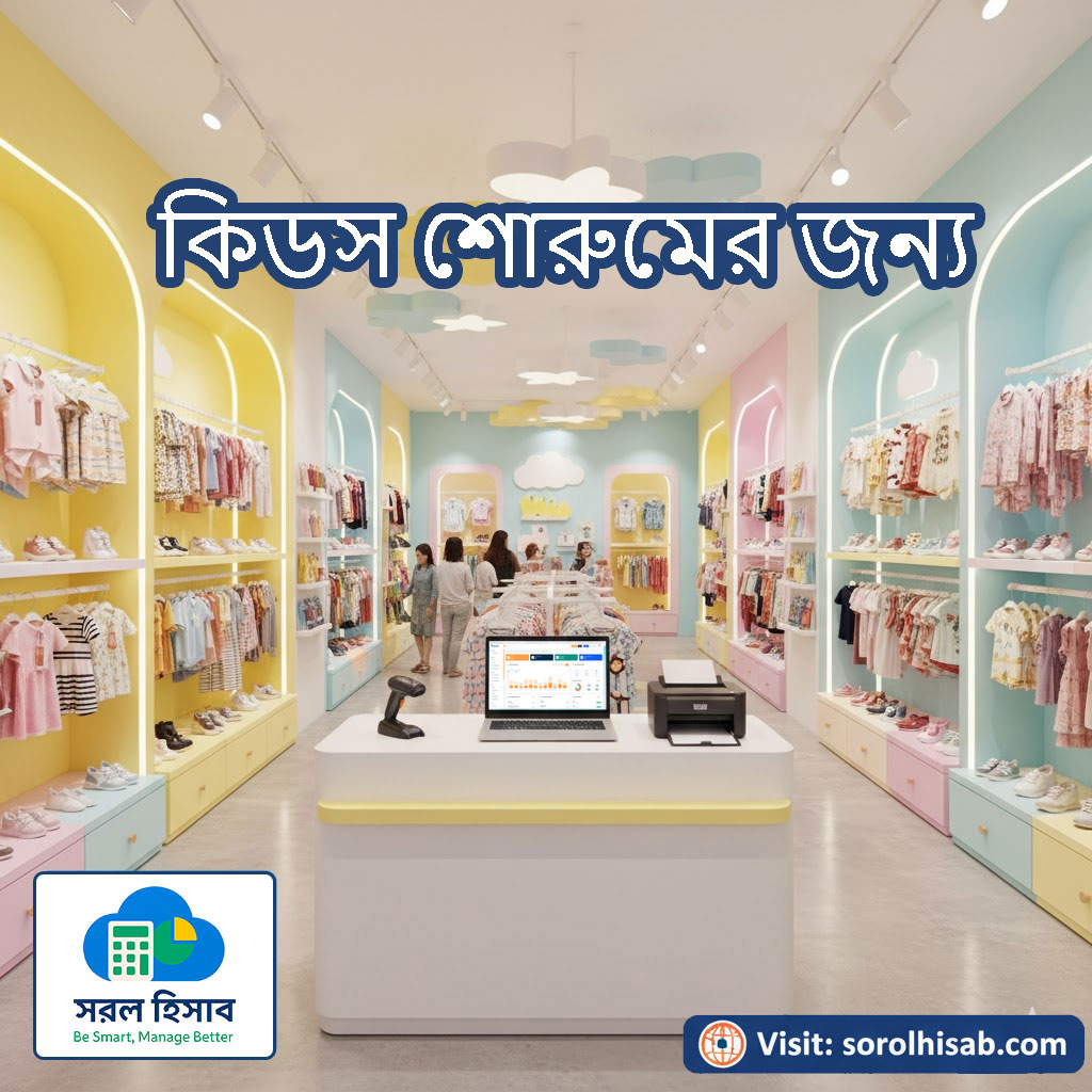 সরল হিসাব Kids Clothing Showroom Management Software দিয়ে Size ও Stock Management