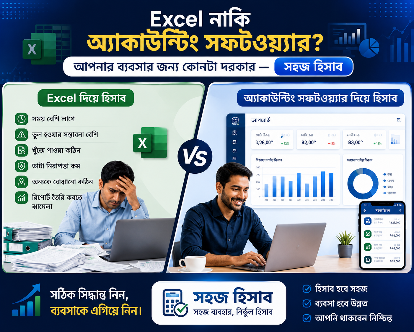 Excel দিয়ে হিসাব বনাম সফটওয়্যার — কোনটা আপনার ব্যবসার জন্য?