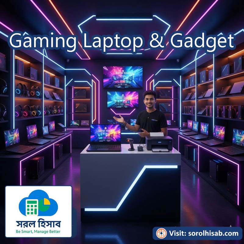 Sorol Hisab দিয়ে Gaming Laptop, RGB PC ও Gaming Accessories Shop-এর Stock, POS Billing ও Warranty Management